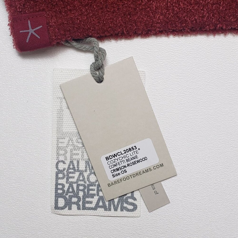 Barefoot Dreams CozyChic Lite Confetti Beanie Crimson/Rosewood One Sz Soft Knit - Picture 10 of 16